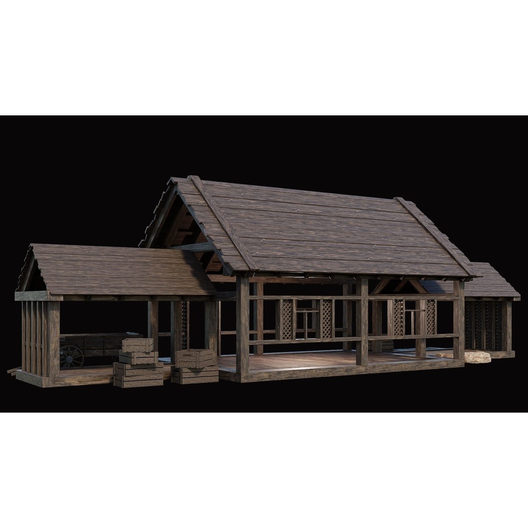 Medieval Village House 3D Model – Low Poly Game Asset, FBX & OBJ - View 19