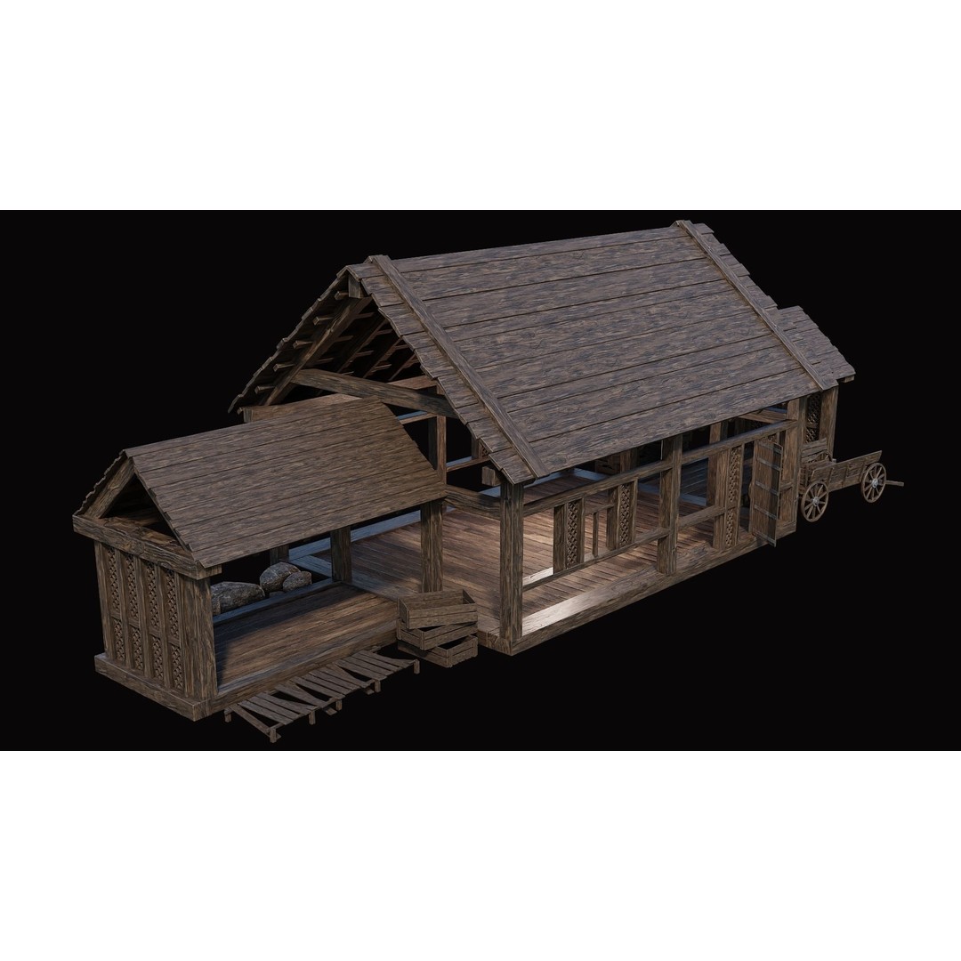 Medieval Village House 3D Model – Low Poly Game Asset, FBX & OBJ - View 20
