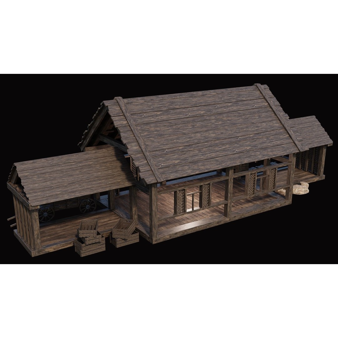 Medieval Village House 3D Model – Low Poly Game Asset, FBX & OBJ - View 21