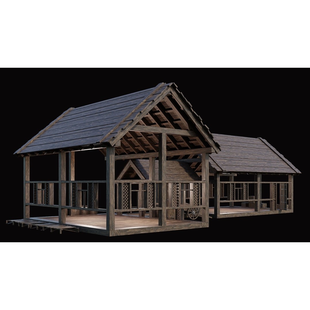 Medieval Village House 3D Model – Low Poly Game Asset, FBX & OBJ - View 23