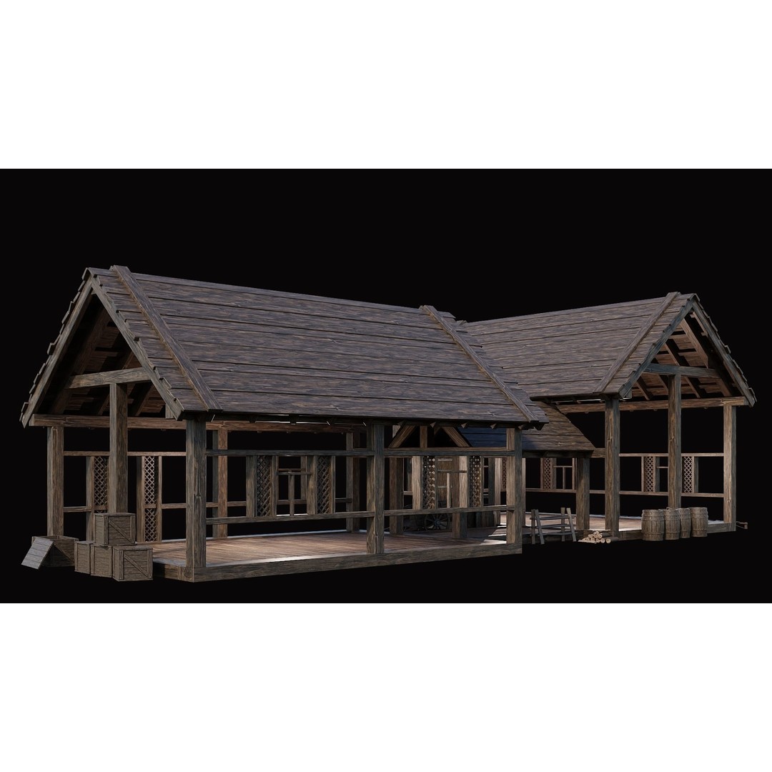 Medieval Village House 3D Model – Low Poly Game Asset, FBX & OBJ - View 24