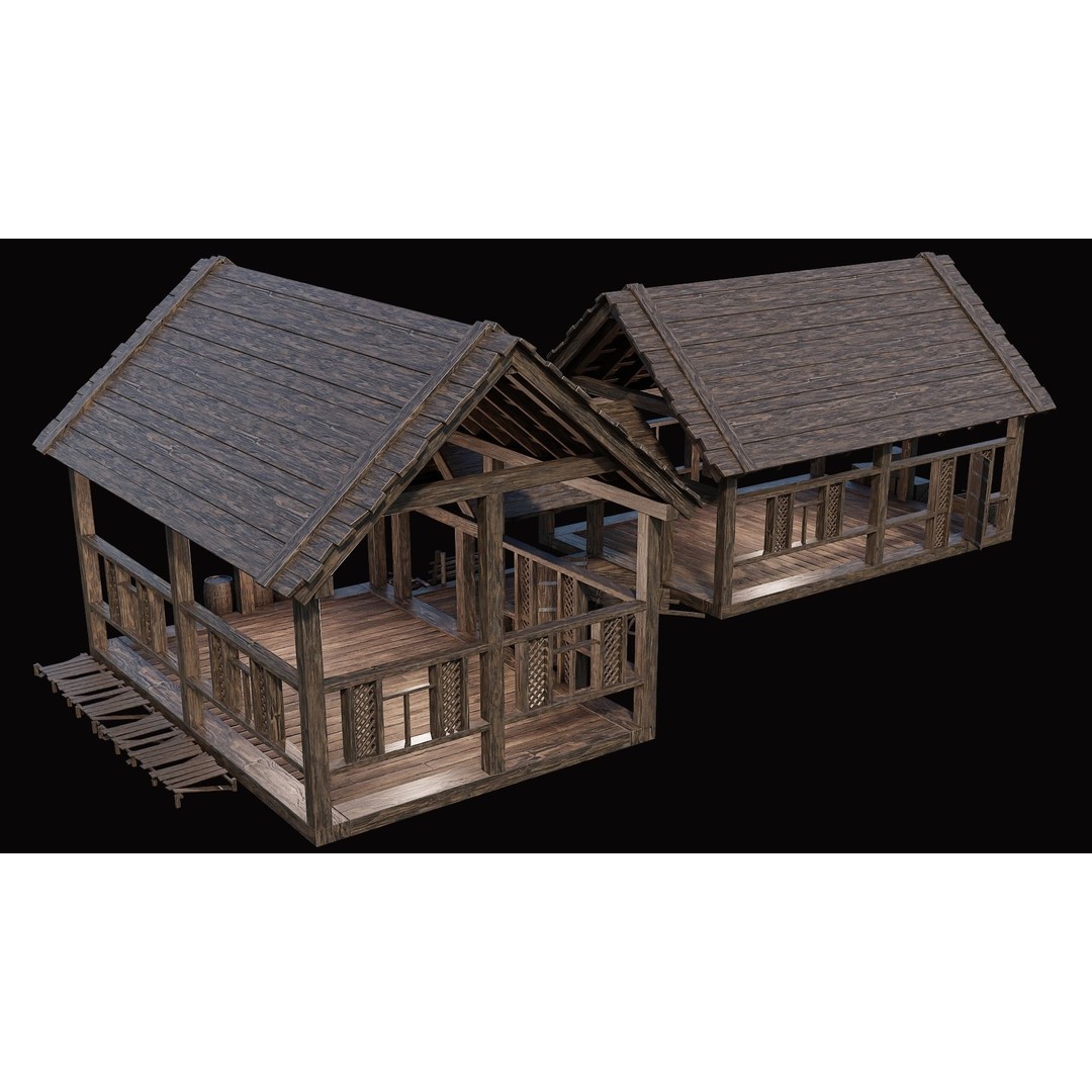 Medieval Village House 3D Model – Low Poly Game Asset, FBX & OBJ - View 25
