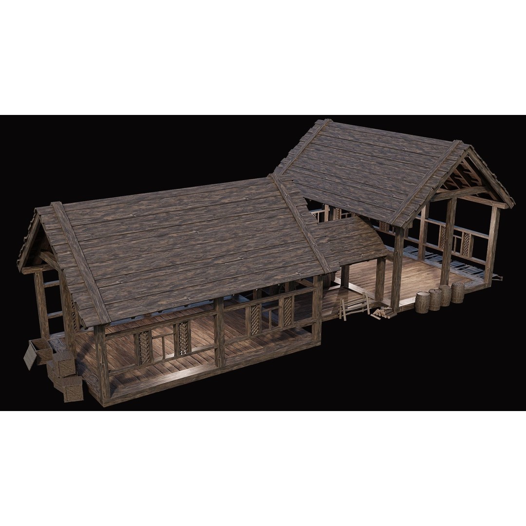 Medieval Village House 3D Model – Low Poly Game Asset, FBX & OBJ - View 26