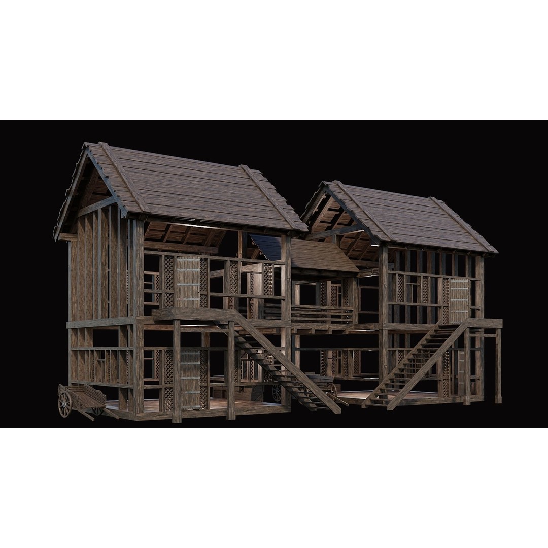 Medieval Village House 3D Model – Low Poly Game Asset, FBX & OBJ - View 28