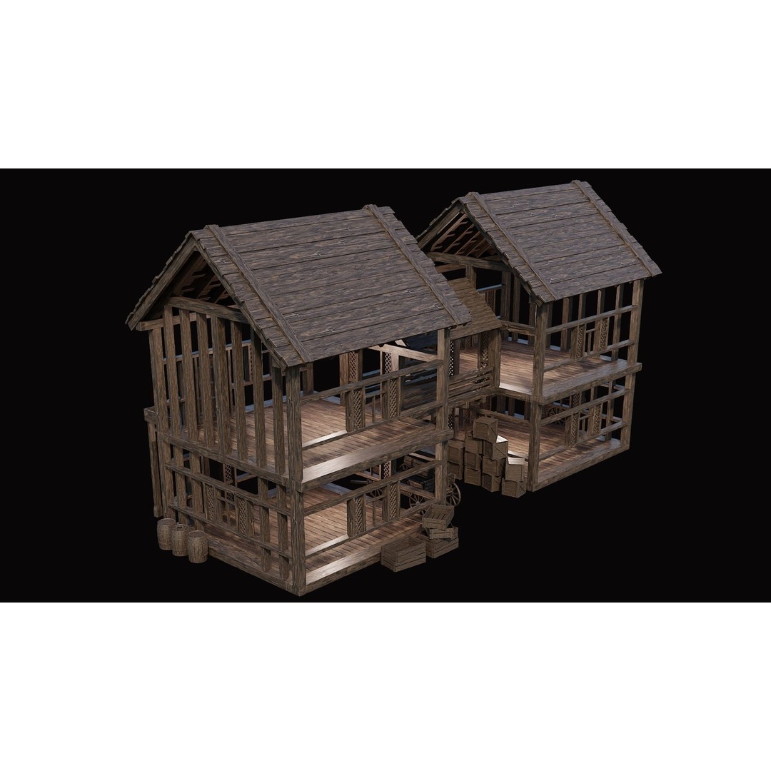 Medieval Village House 3D Model – Low Poly Game Asset, FBX & OBJ - View 31
