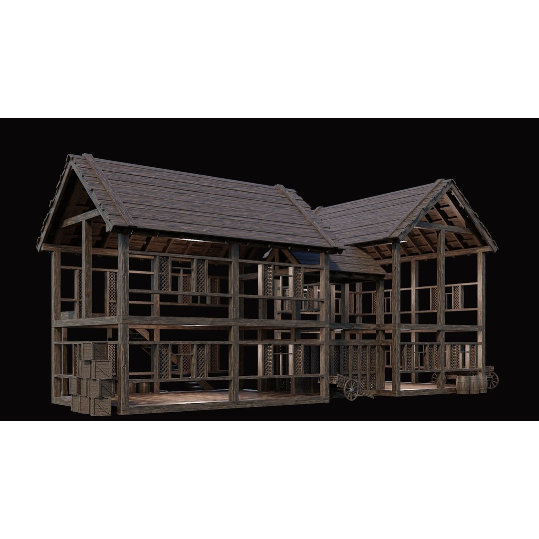 Medieval Village House 3D Model – Low Poly Game Asset, FBX & OBJ - View 34
