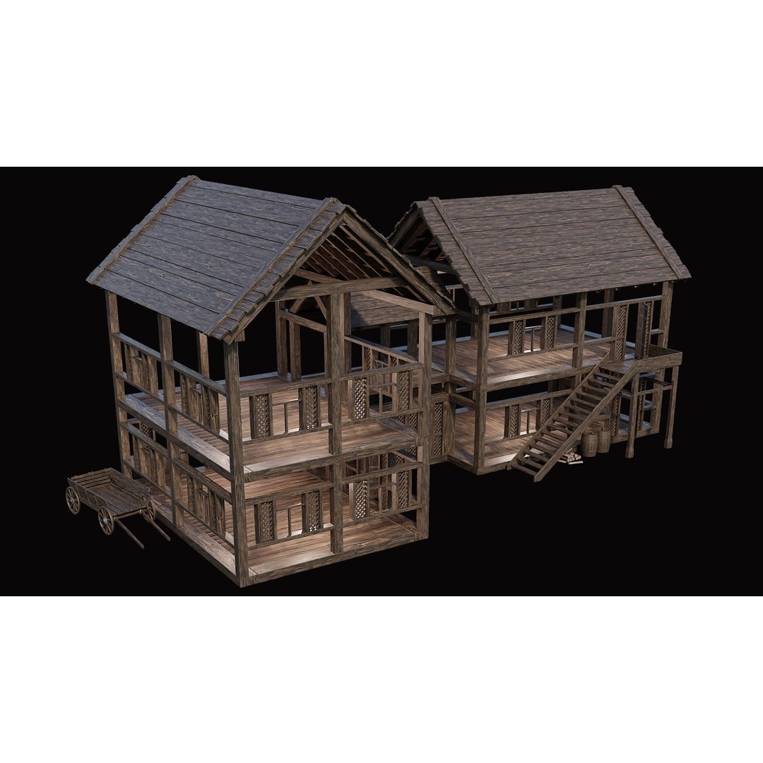 Medieval Village House 3D Model – Low Poly Game Asset, FBX & OBJ - View 35