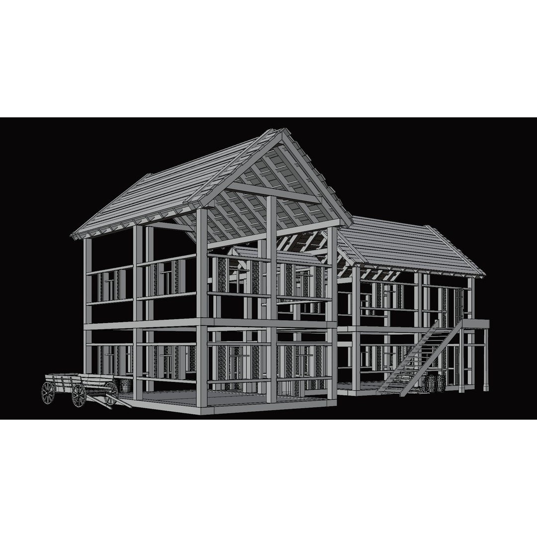 Medieval Village House 3D Model – Low Poly Game Asset, FBX & OBJ - View 37