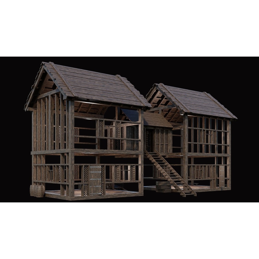 Medieval Village House 3D Model – Low Poly Game Asset, FBX & OBJ - View 38
