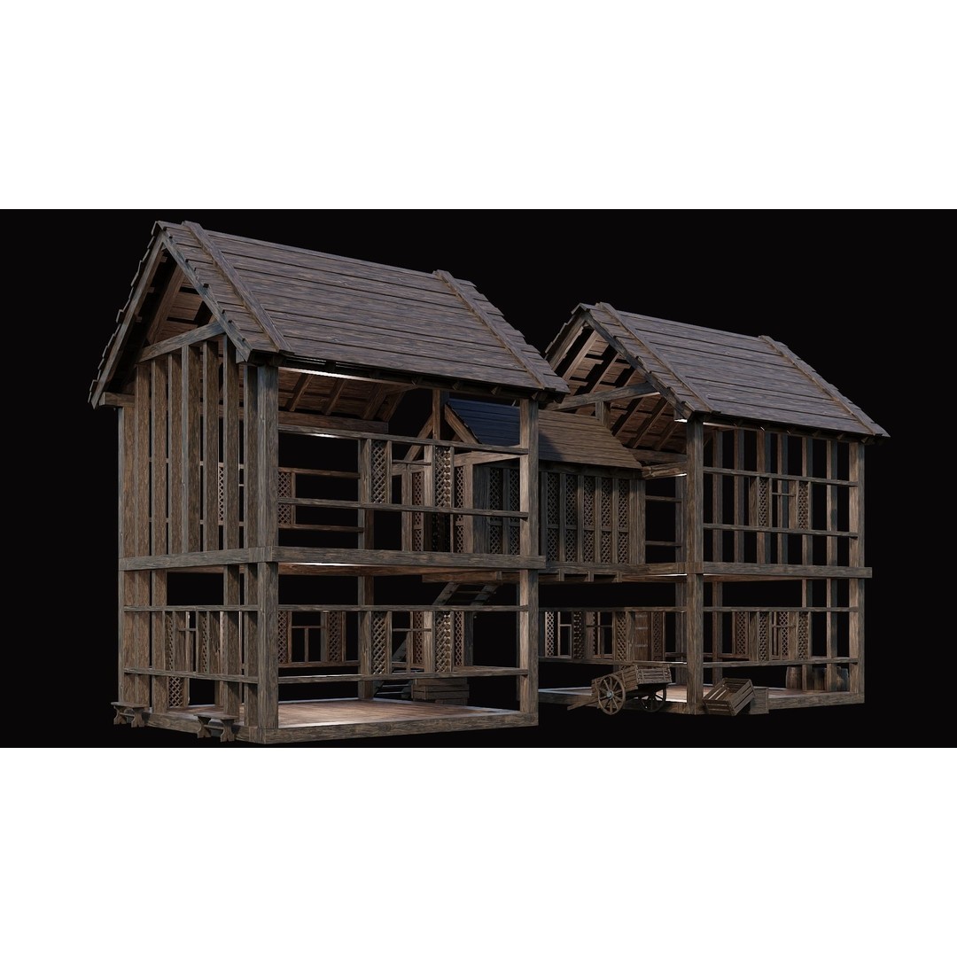 Medieval Village House 3D Model – Low Poly Game Asset, FBX & OBJ - View 39