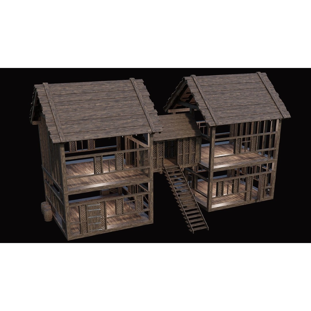 Medieval Village House 3D Model – Low Poly Game Asset, FBX & OBJ - View 40