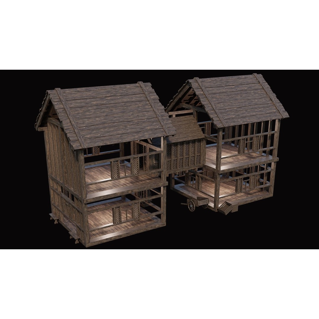 Medieval Village House 3D Model – Low Poly Game Asset, FBX & OBJ - View 41