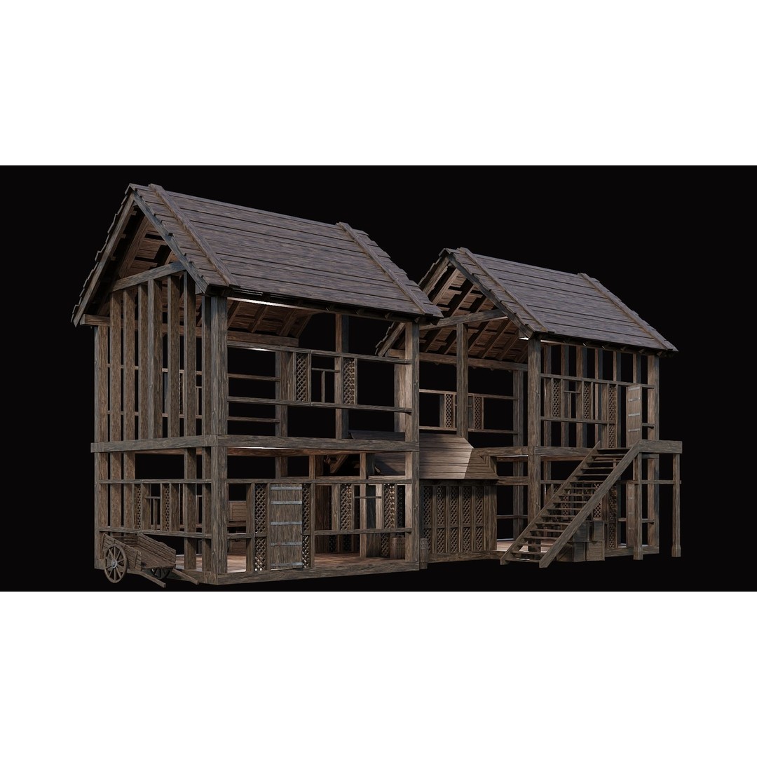Medieval Village House 3D Model – Low Poly Game Asset, FBX & OBJ - View 43