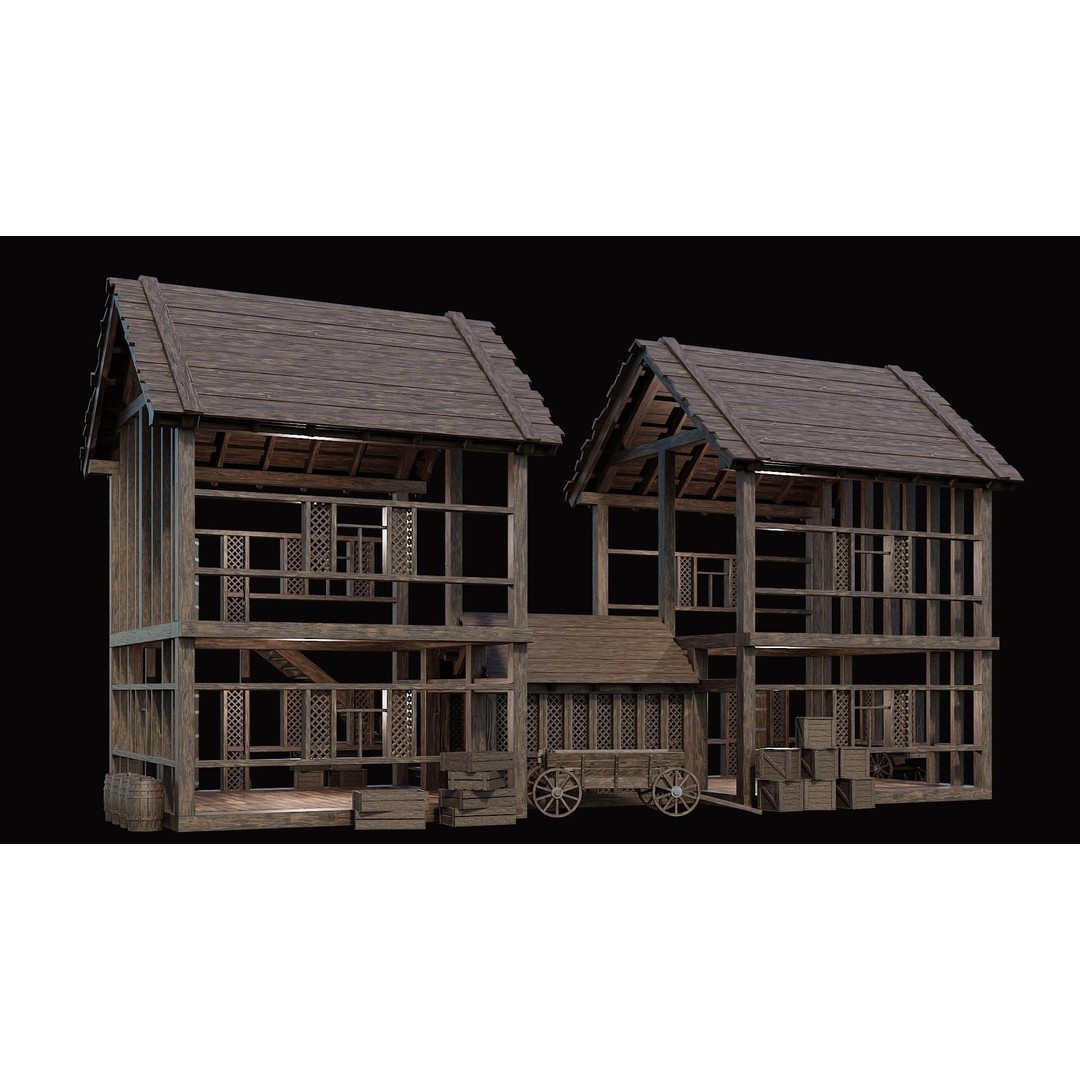 Medieval Village House 3D Model – Low Poly Game Asset, FBX & OBJ - View 44
