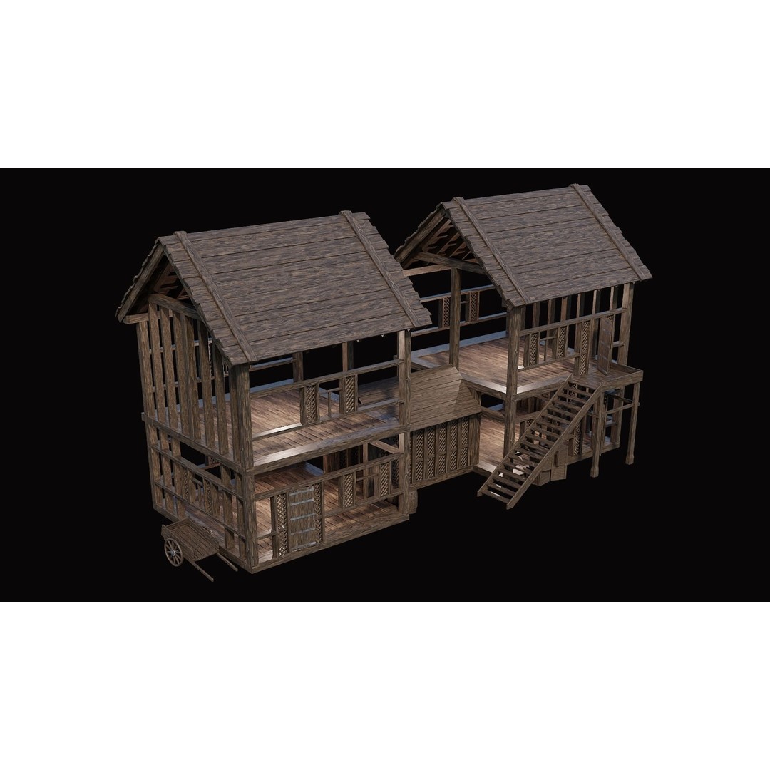 Medieval Village House 3D Model – Low Poly Game Asset, FBX & OBJ - View 45