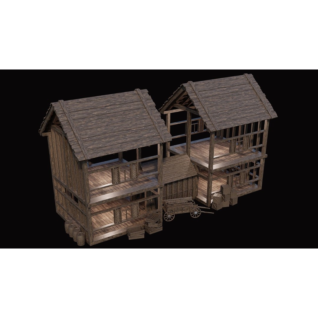 Medieval Village House 3D Model – Low Poly Game Asset, FBX & OBJ - View 46
