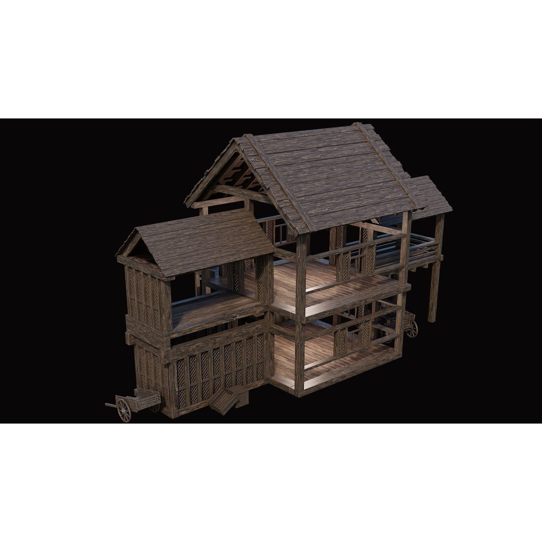 Medieval Village House 3D Model – Low Poly Game Asset, FBX & OBJ - View 51