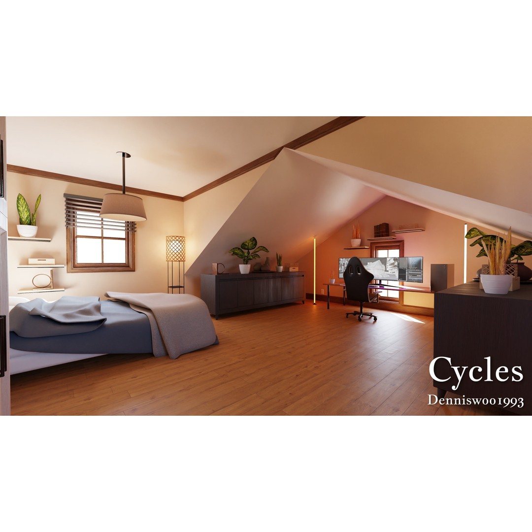 Modular Classic American House 3D Model – Low Poly Game Asset, Blender, FBX - View 13
