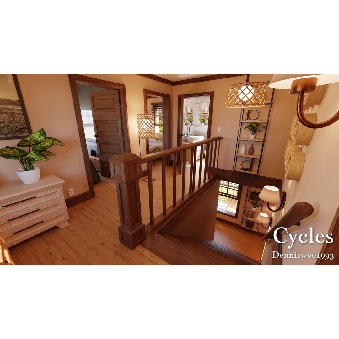 Modular Classic American House 3D Model – Low Poly Game Asset, Blender, FBX - View 17