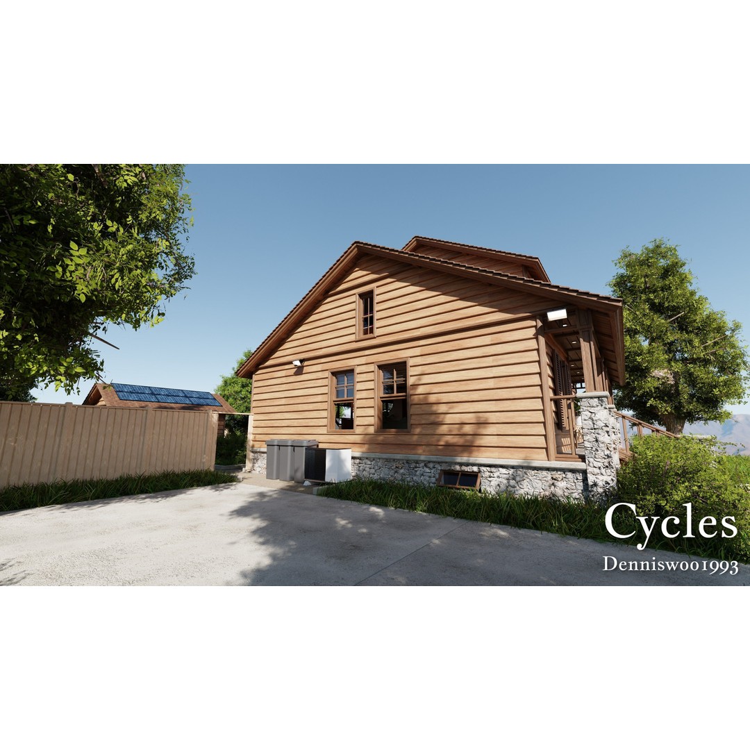 Modular Classic American House 3D Model – Low Poly Game Asset, Blender, FBX - View 18