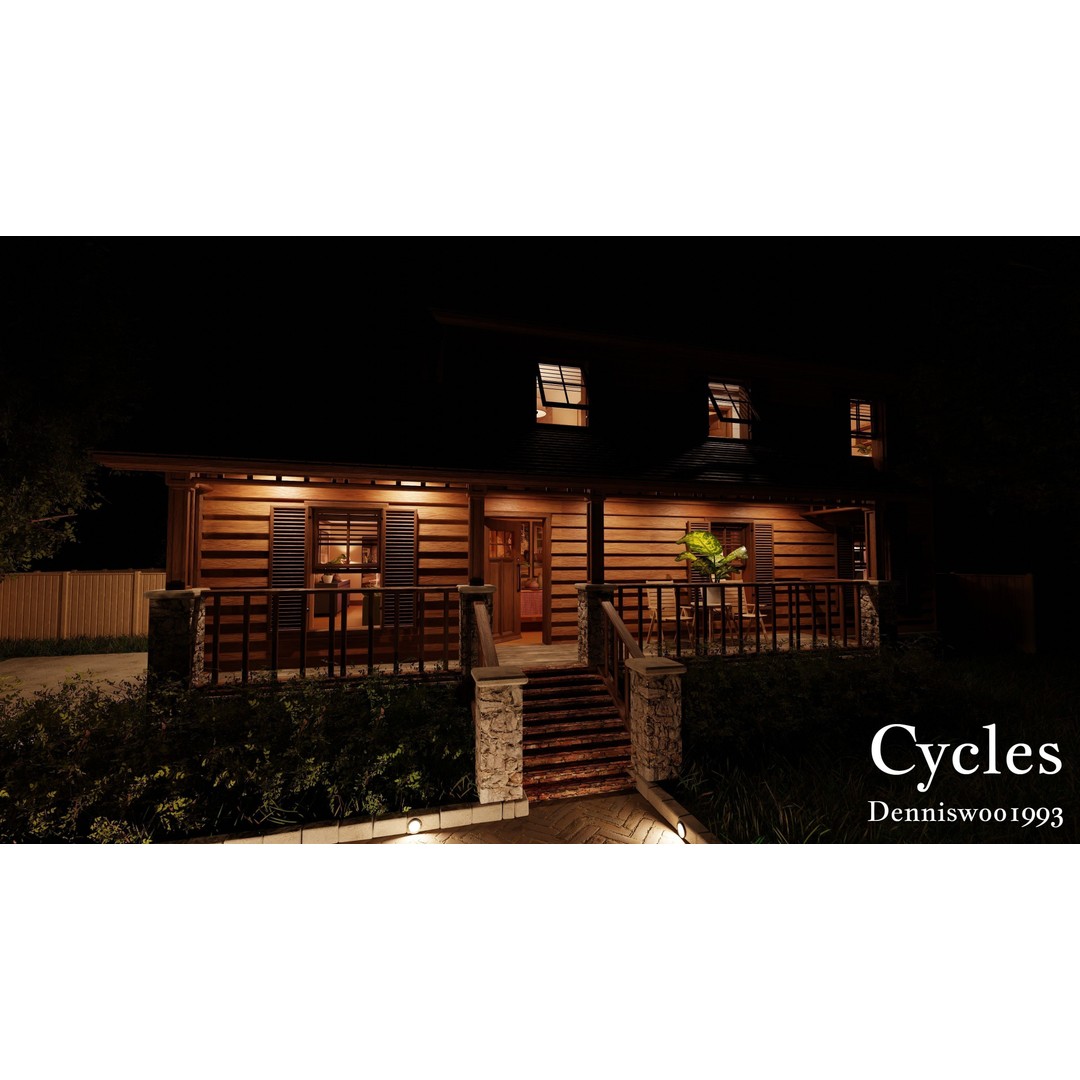 Modular Classic American House 3D Model – Low Poly Game Asset, Blender, FBX - View 20