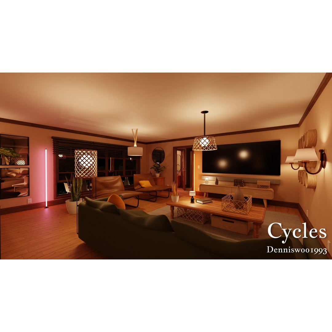 Modular Classic American House 3D Model – Low Poly Game Asset, Blender, FBX - View 22