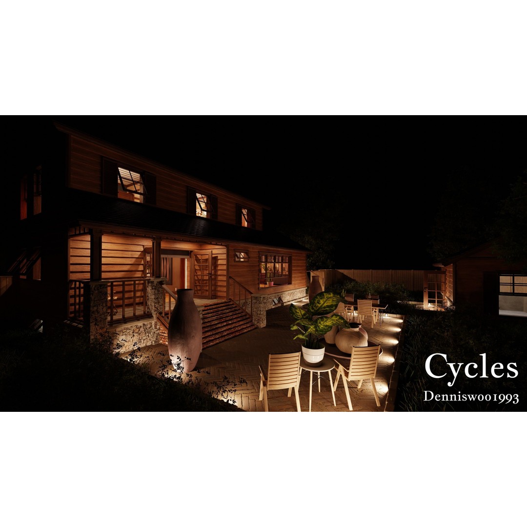 Modular Classic American House 3D Model – Low Poly Game Asset, Blender, FBX - View 24