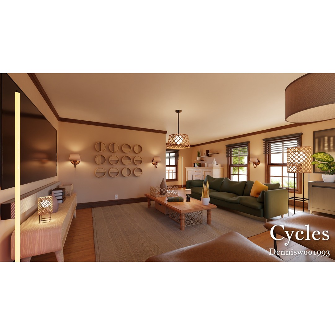 Modular Classic American House 3D Model – Low Poly Game Asset, Blender, FBX - View 3