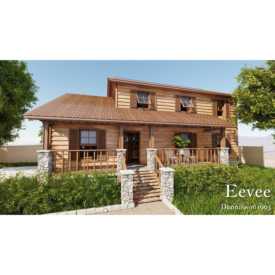 Modular Classic American House 3D Model – Low Poly Game Asset, Blender, FBX - View 31