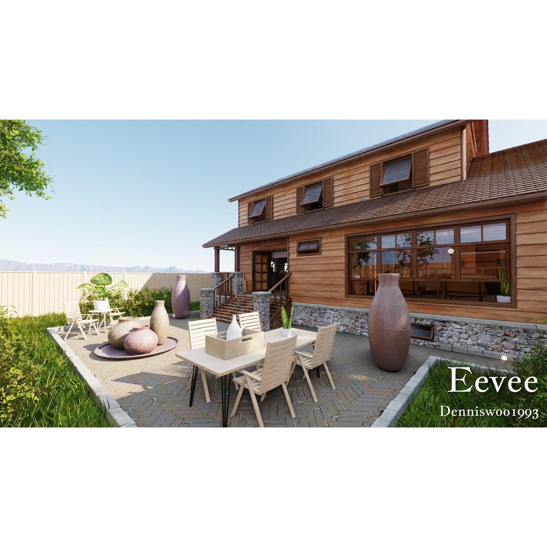 Modular Classic American House 3D Model – Low Poly Game Asset, Blender, FBX - View 33