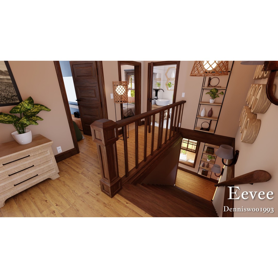 Modular Classic American House 3D Model – Low Poly Game Asset, Blender, FBX - View 39