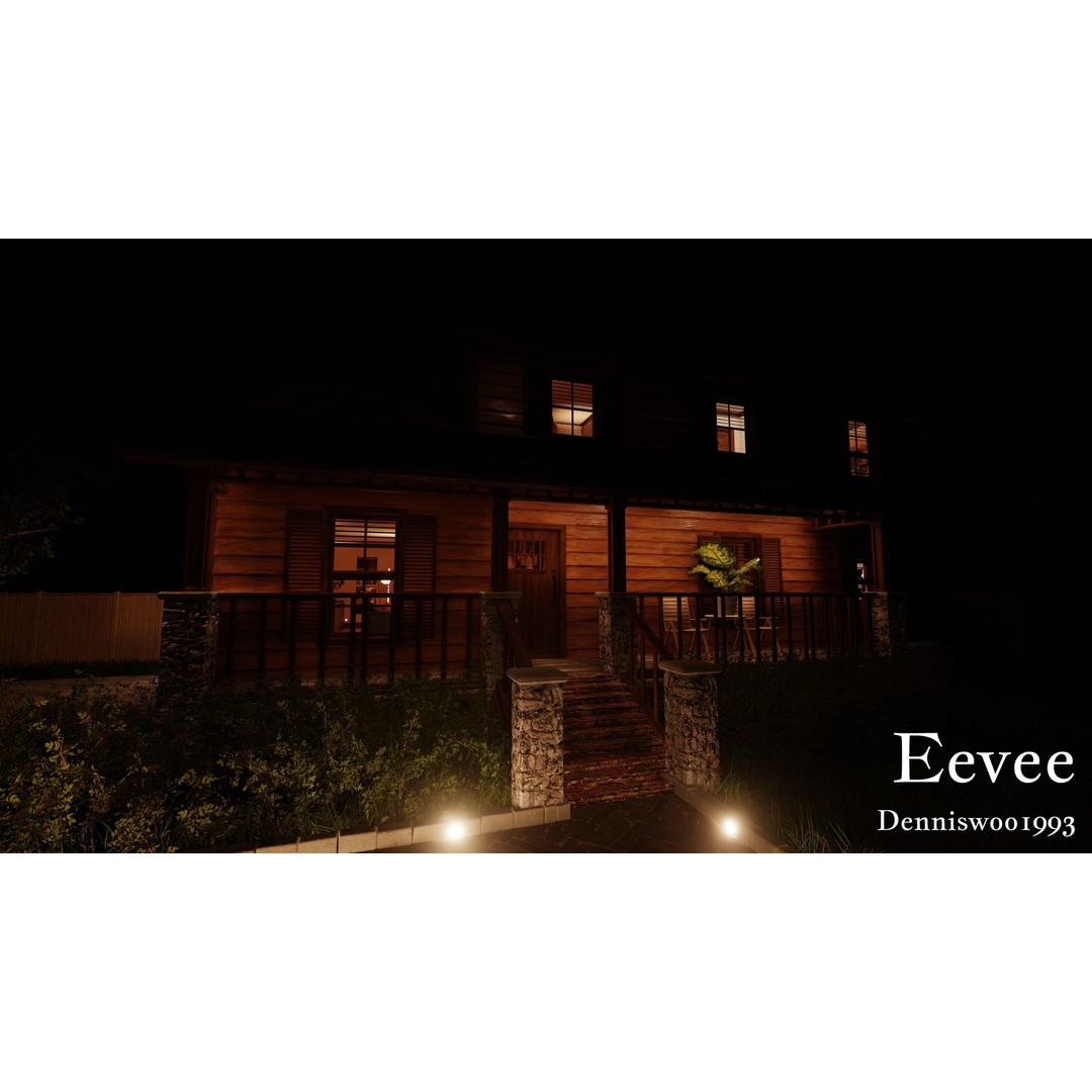 Modular Classic American House 3D Model – Low Poly Game Asset, Blender, FBX - View 40
