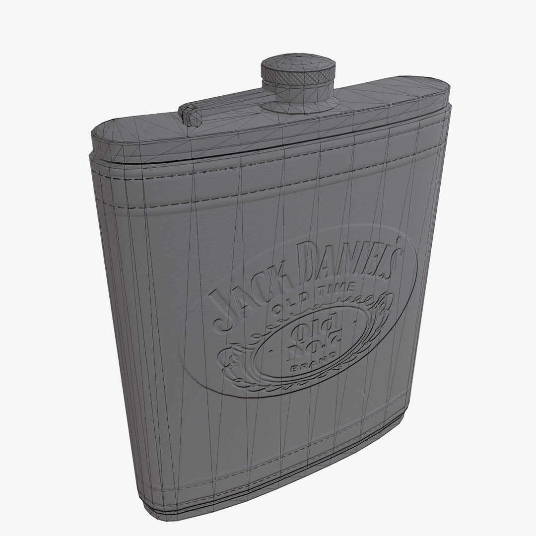 Leather Flask 3D Model – Low Poly PBR Drinkware Asset, FBX, OBJ