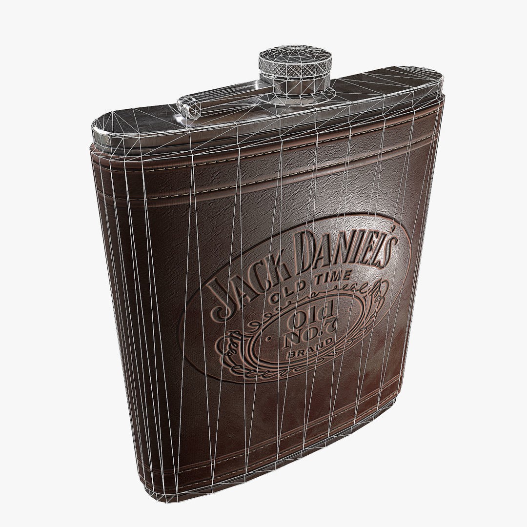Leather Flask 3D Model – Low Poly PBR Drinkware Asset, FBX, OBJ - View 10
