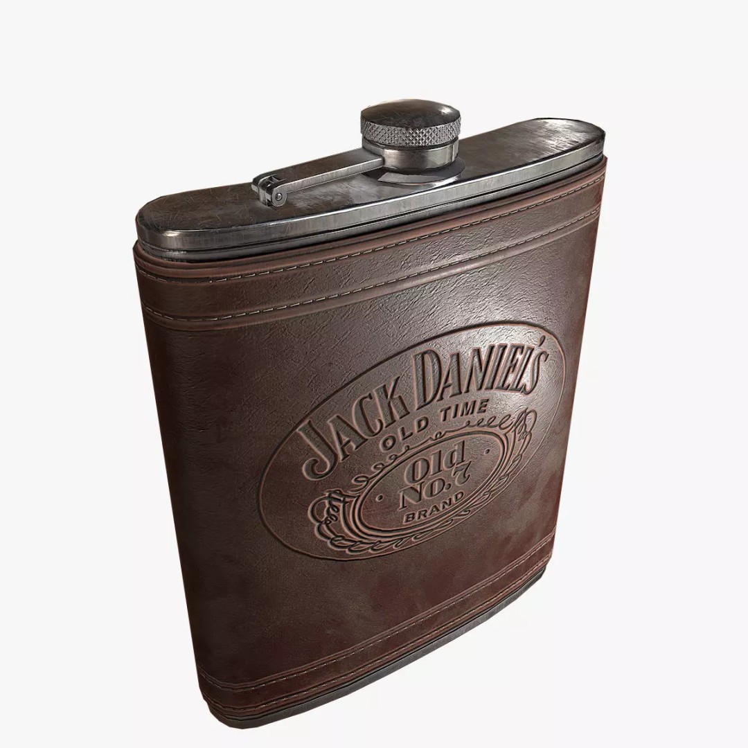 Leather Flask 3D Model – Low Poly PBR Drinkware Asset, FBX, OBJ - View 2