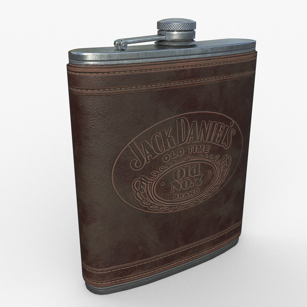 Leather Flask 3D Model – Low Poly PBR Drinkware Asset, FBX, OBJ - View 3