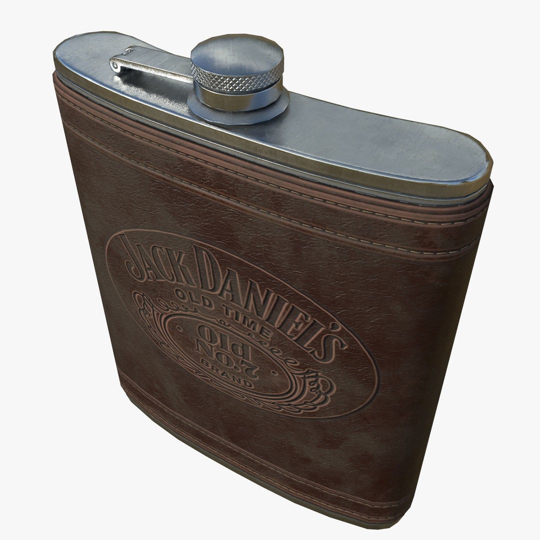 Leather Flask 3D Model – Low Poly PBR Drinkware Asset, FBX, OBJ - View 4