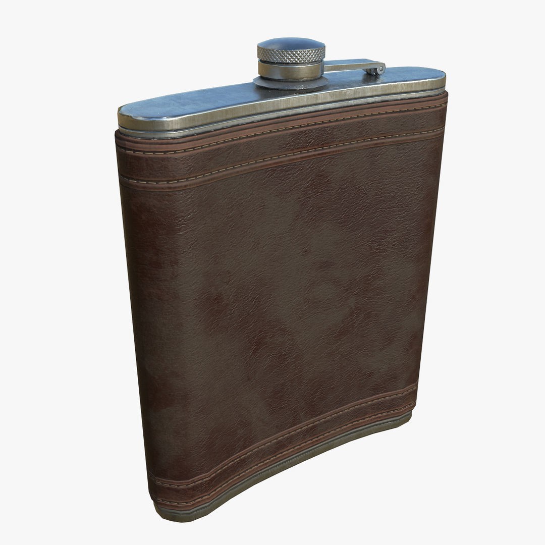Leather Flask 3D Model – Low Poly PBR Drinkware Asset, FBX, OBJ - View 5