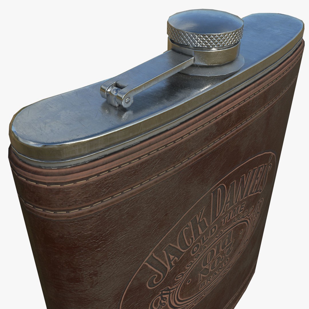 Leather Flask 3D Model – Low Poly PBR Drinkware Asset, FBX, OBJ - View 6