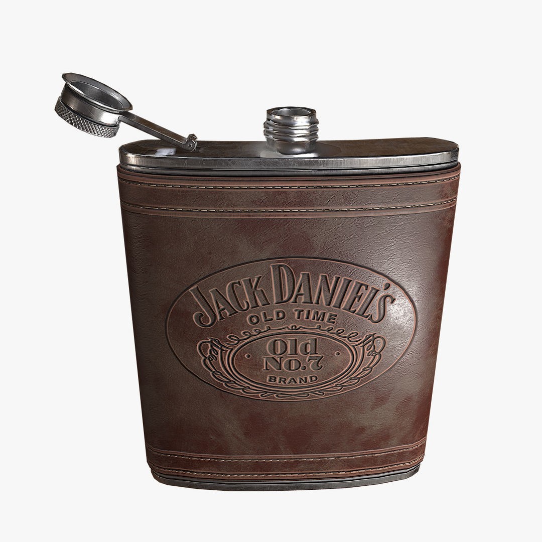 Leather Flask 3D Model – Low Poly PBR Drinkware Asset, FBX, OBJ - View 7