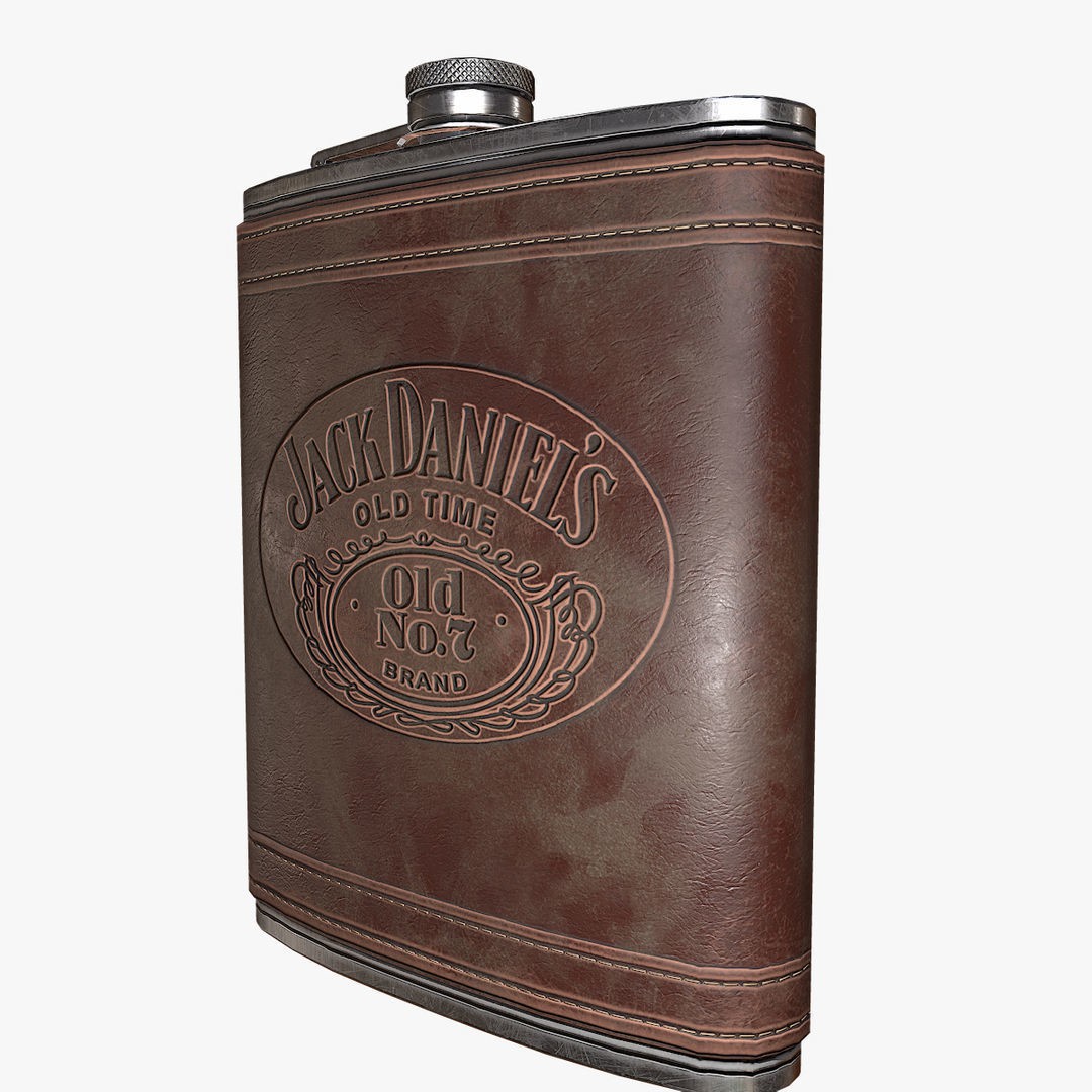 Leather Flask 3D Model – Low Poly PBR Drinkware Asset, FBX, OBJ - View 8