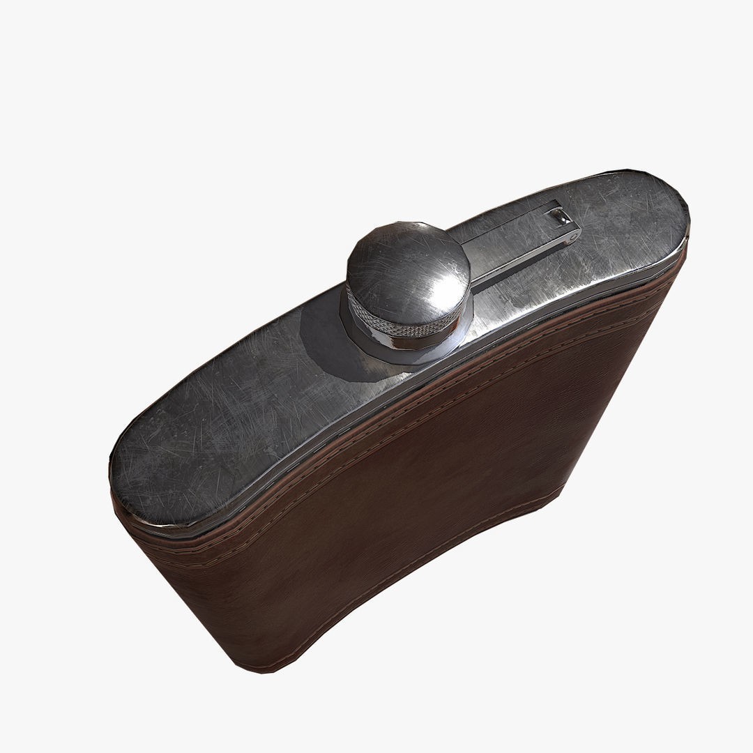Leather Flask 3D Model – Low Poly PBR Drinkware Asset, FBX, OBJ - View 9