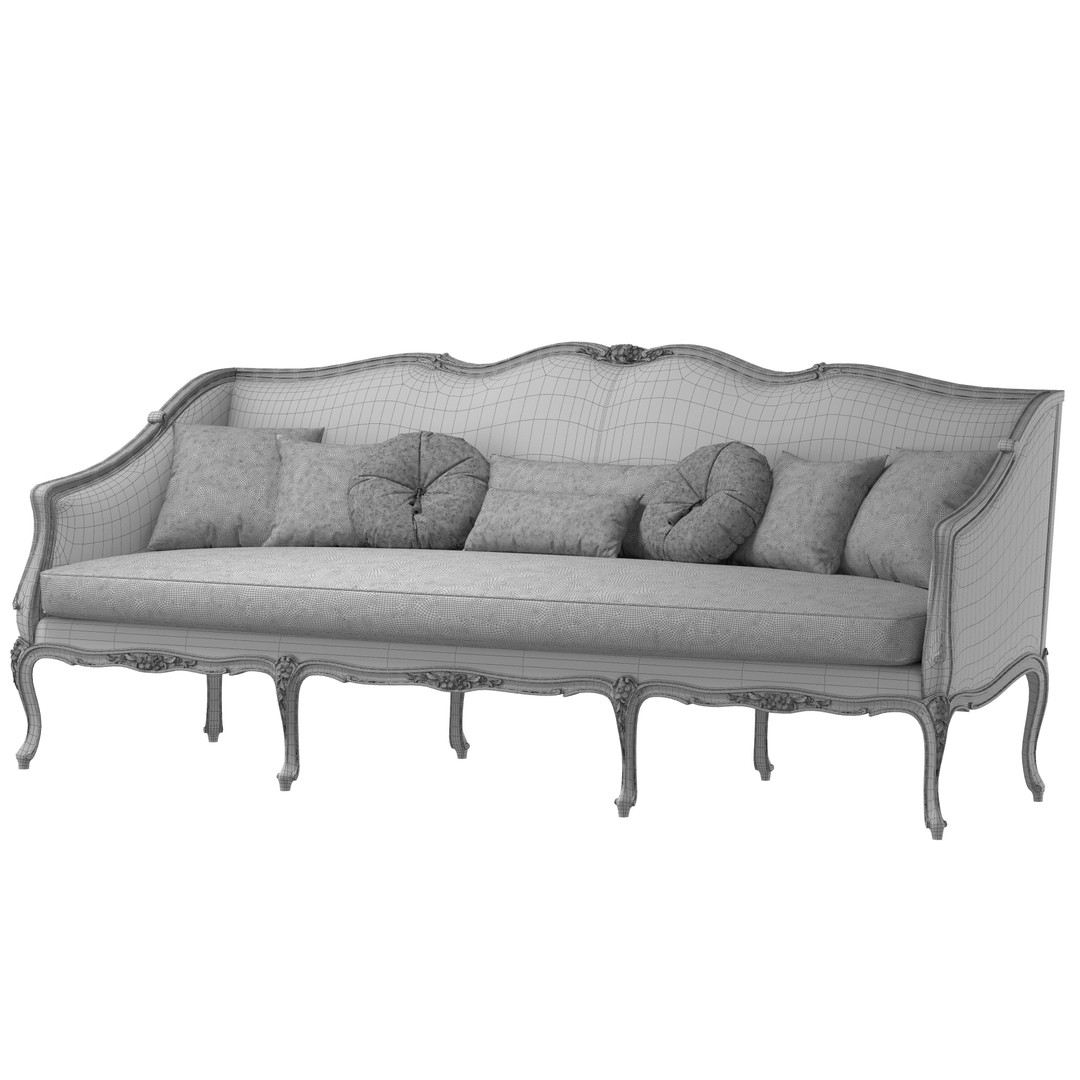 Provincial Sofa 3D Model – Classical Furniture, FBX, PBR Textures - View 6