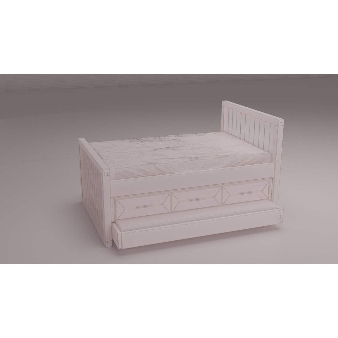 Kids Bedroom 3D Model – Low Poly Furniture Set for Games - View 7