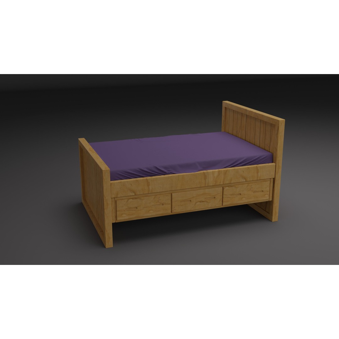 Kids Bedroom 3D Model – Low Poly Furniture Set for Games - View 8