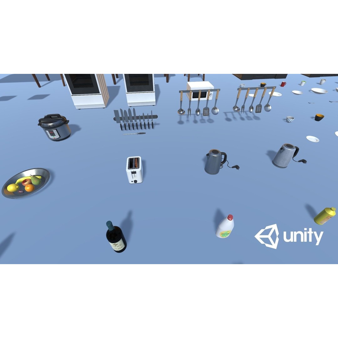 Kitchen Props 3D Model – Low Poly Game Ready Assets with PBR Textures