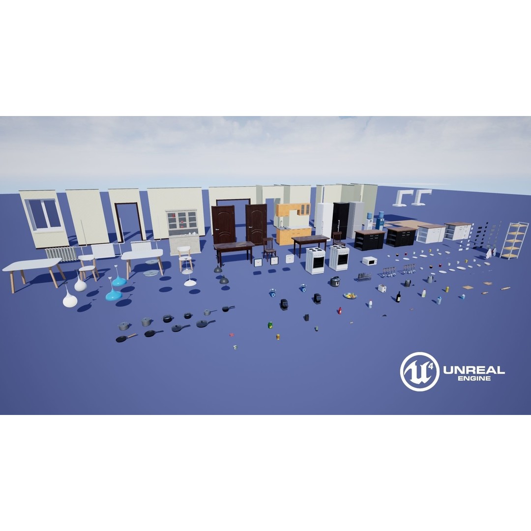 Kitchen Props 3D Model – Low Poly Game Ready Assets with PBR Textures - View 15