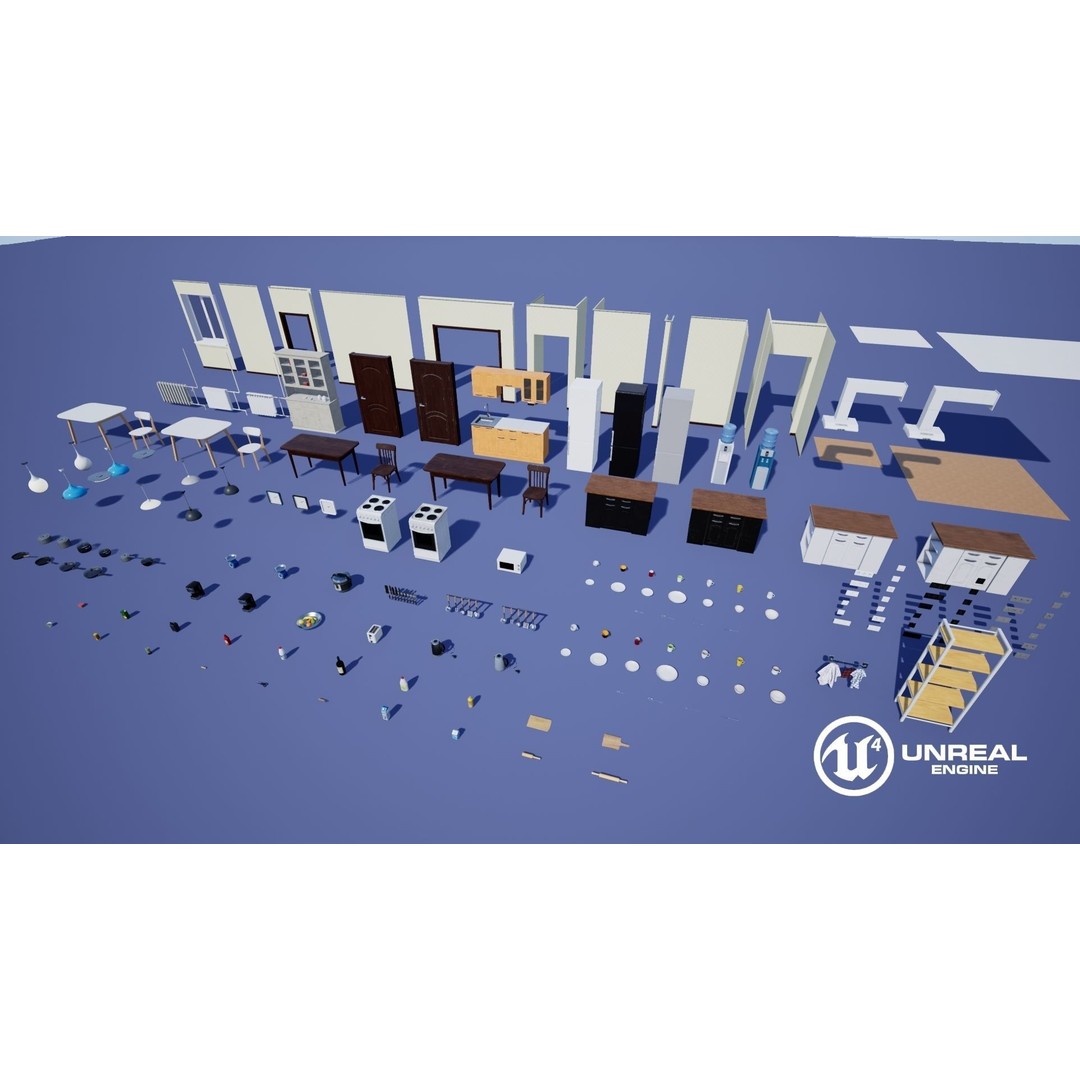 Kitchen Props 3D Model – Low Poly Game Ready Assets with PBR Textures - View 16