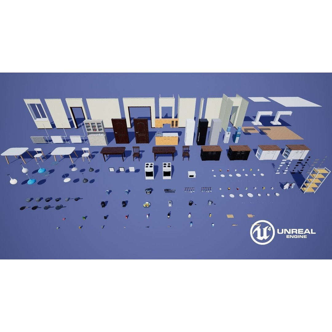 Kitchen Props 3D Model – Low Poly Game Ready Assets with PBR Textures - View 17