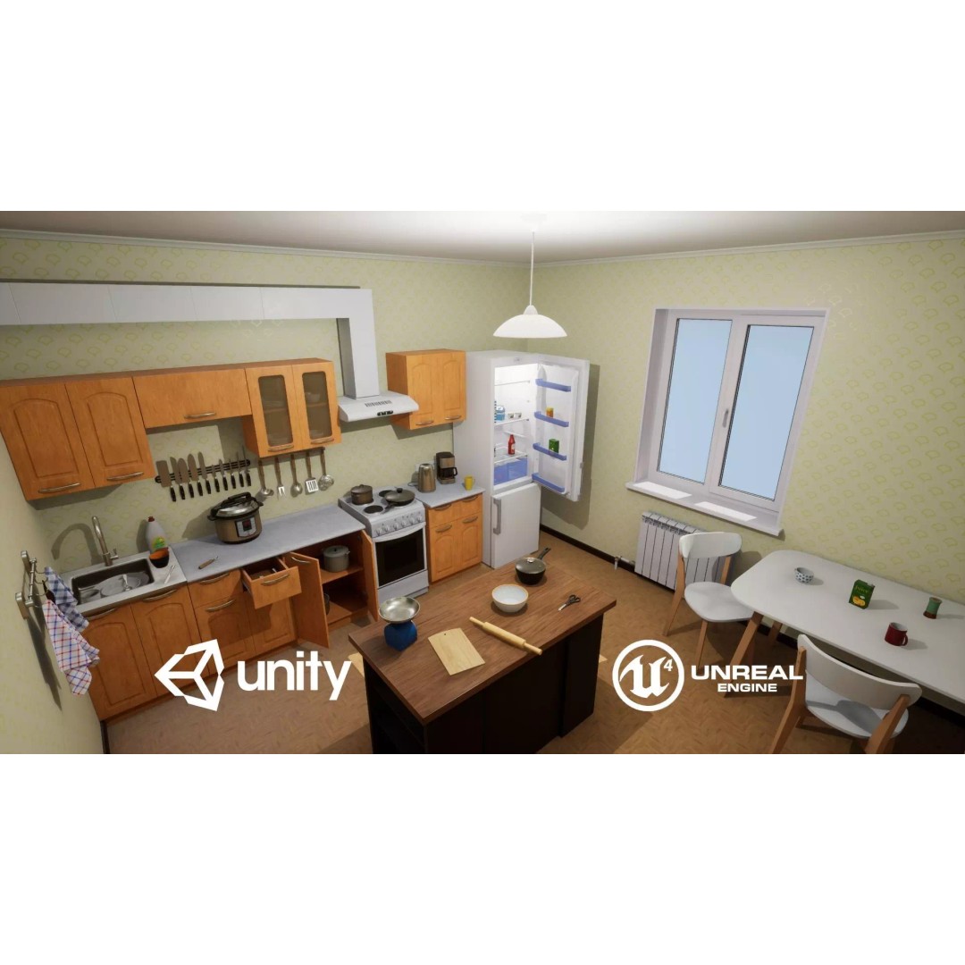 Kitchen Props 3D Model – Low Poly Game Ready Assets with PBR Textures - View 2